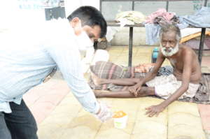 Poor senior citizen disabled person homeless