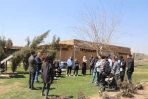 Students touring the Healing Garden