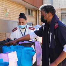 Hospital staff receiving parcels