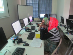 Ladies learning at computer lab
