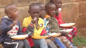 Children enjoying their meals.