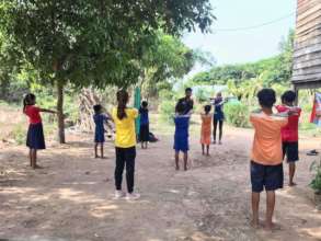 A socially distanced sports session in Cambodia!