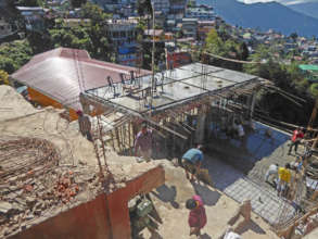 Work on the structure for the girls' dormitories