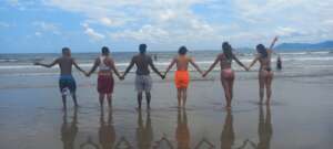 Meeting the beach
