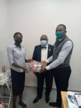 Presenting masks at 2 cancer centers in Lagos