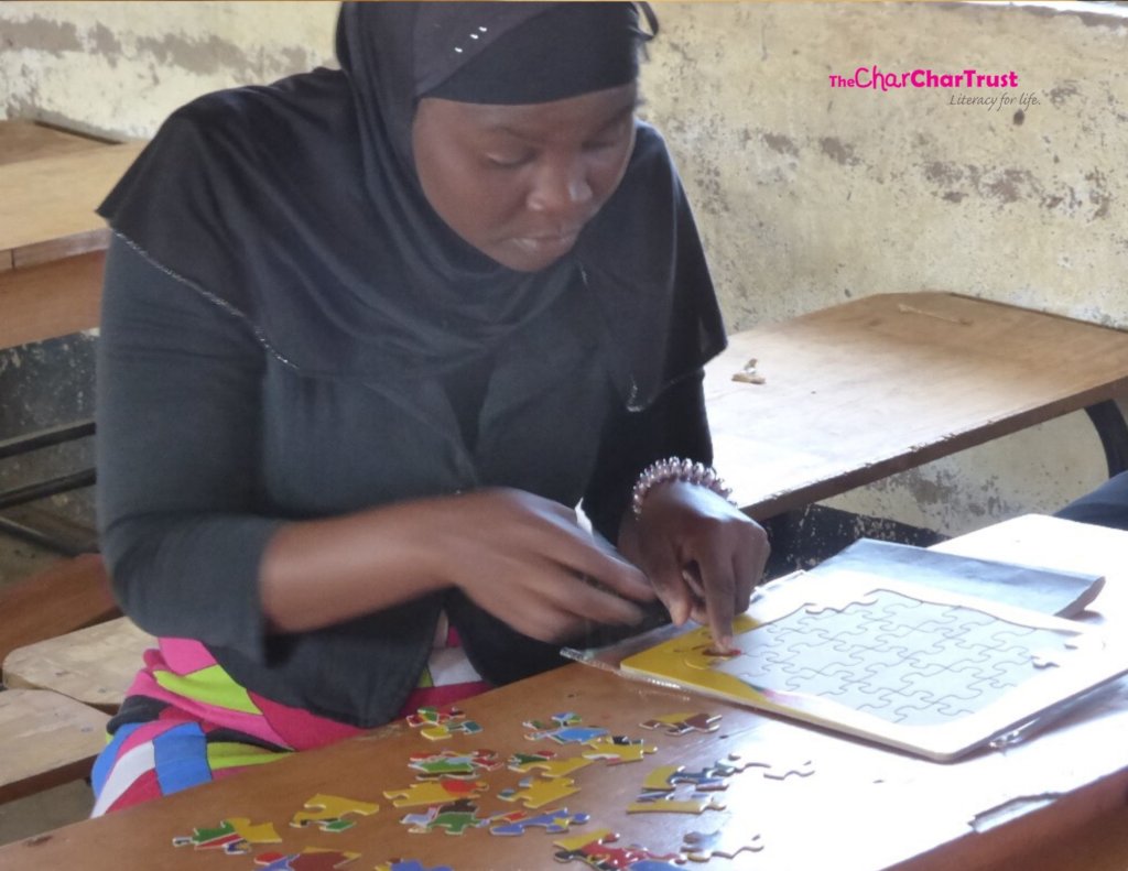 Teacher doing a CharChar puzzle