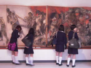 H.S. students getting a close look at the panels