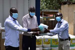 CFK Executive Director Hillary Omala donating PPE