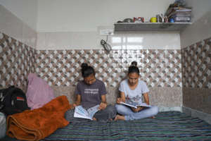 Children studying at home during school shutdown