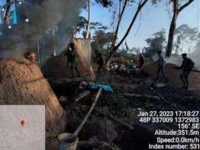 Charcoal kilns being dismantled