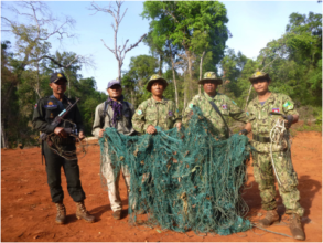 Chhay Areng Rangers holding up poaching nets