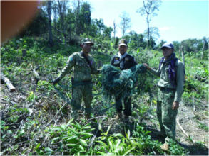 Chhay Areng Rangers holding up poaching nets