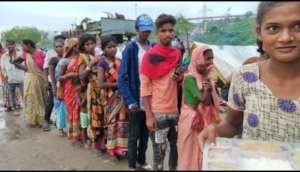 Food Distribution in nearby slum