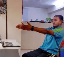 Instructor conducting Zumba Class online
