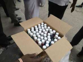 Hand sanitizer ready for distribution in Nigeria