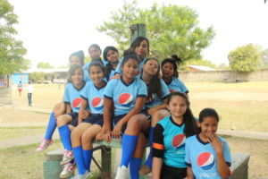 Teen girls at soccer tournament