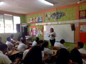 Ivelis leading sex ed workshop in local school