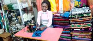 Tracy in a fashion tailoring shop