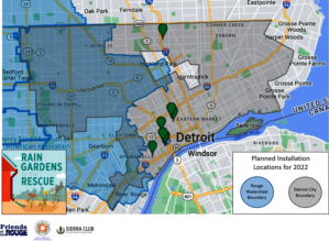 Planned 2022 Rain Garden Locations in Detroit
