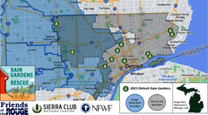 Map of 2023 Rain Gardens Installed in Detroit, MI