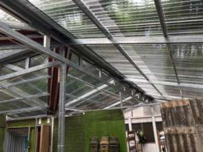 The new roof and structural supports