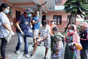 The distribution of food and basic items