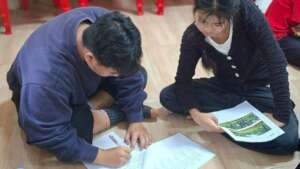 Ant Workers summarizing lessons with younger peers