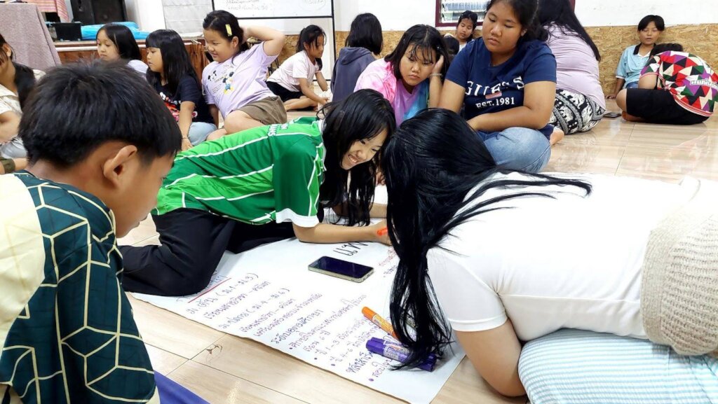 Group brainstorming in response to the lesson