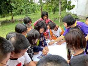 Children divided into groups to do activities