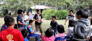 Children practice role-playing in society