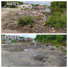 Before and after cleanup efforts in La Salina.