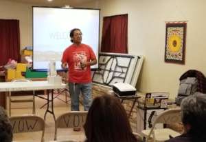 Giving a presentation on the filter project