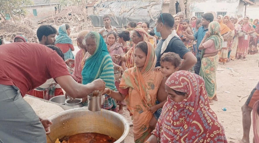 Providing Food Rations to Starving Indian Families