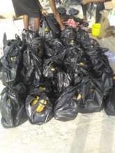 Food grocery shared into bags for community people