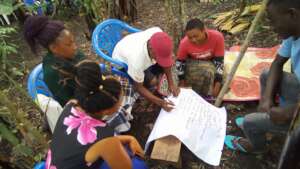 Small groups of girl and boy adolescents
