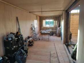 Looking west, windows glazed, 1st fix wiring