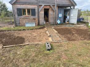 Area levelled and path to the front door marked