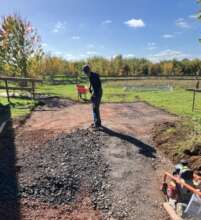 Nearly there! Almost all the stone is laid
