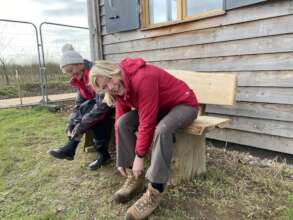 New bench makes taking off those muddy boots easy!