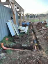 Here you can see the rainwater runoff pipework