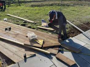 Last piece of decking for access all the way round