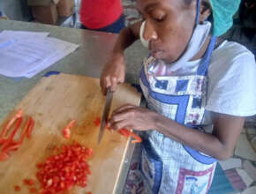 Food preparation at Bar Resto