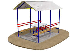 A pavilion offers an area for socializing.