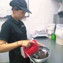 Tasya preparing dessert during training