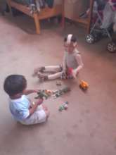 Playing with his cousin