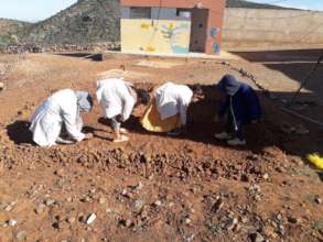 Working in the school yard