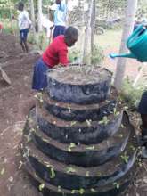 Akili girls watering veggies