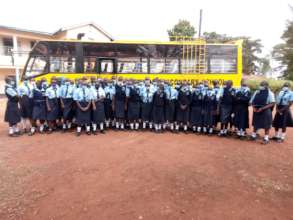 Happy high school students in new school uniforms