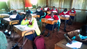 Girls sitting for exams