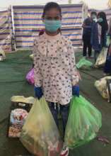 Receiving COVID food and hygiene supplies